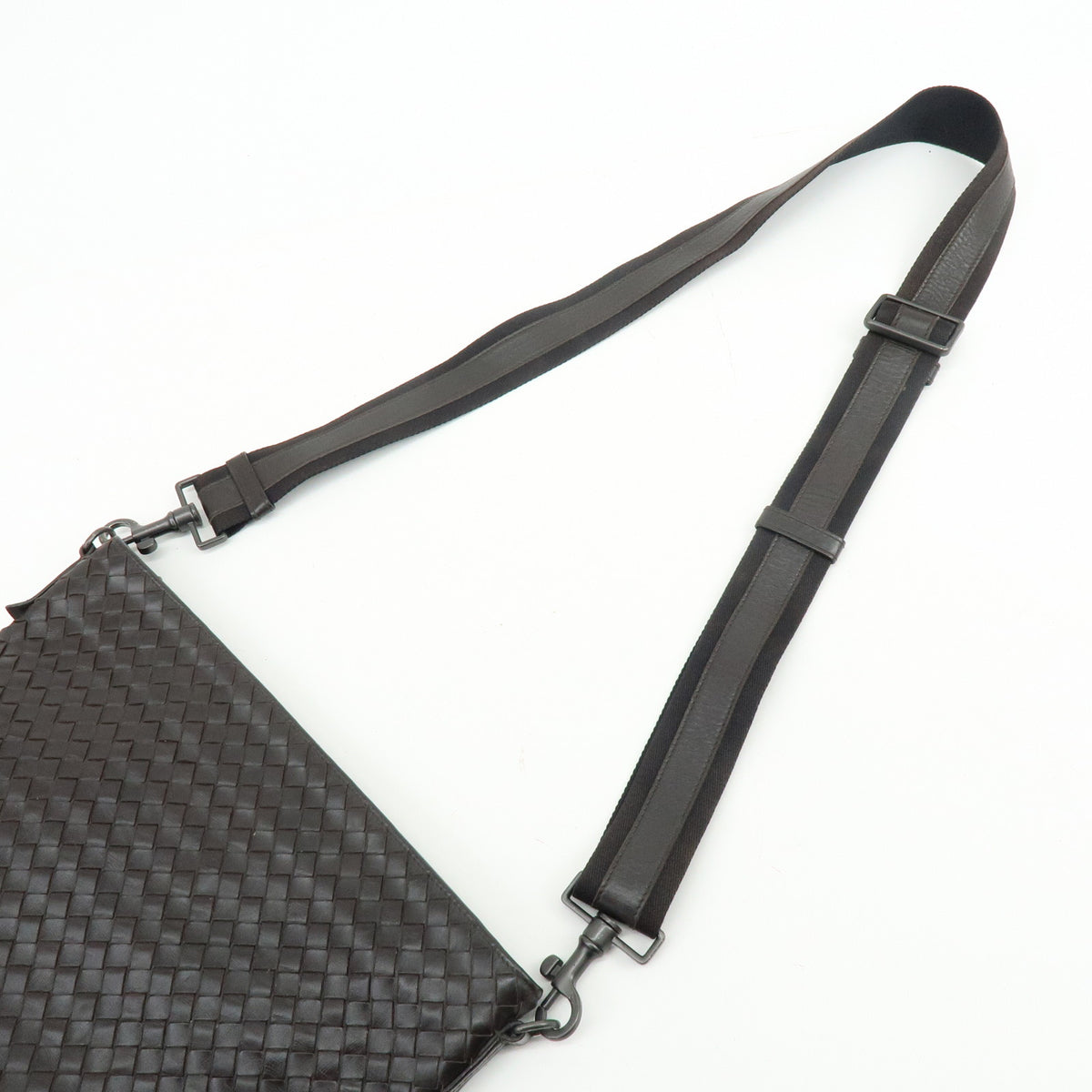 BOTTEGA VENETA Intrecciato Leather Shoulder Crossbody Bag Dark Brown