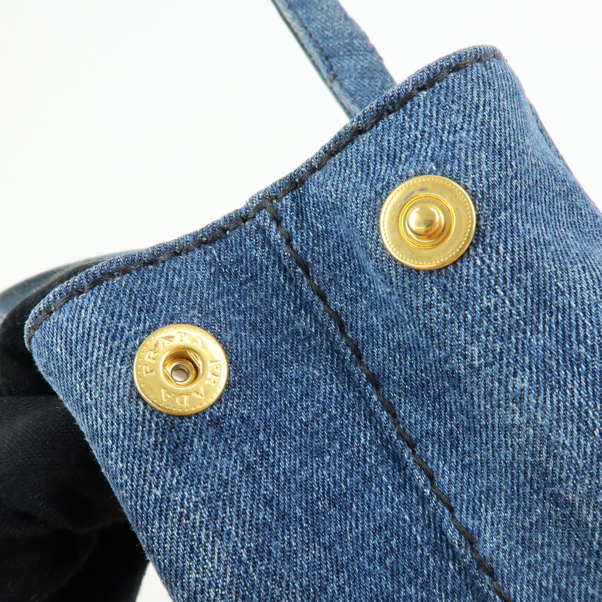 PRADA Triangle Logo Canapa Mini Denim 2Way Bag Hand Bag Blue 1BG439