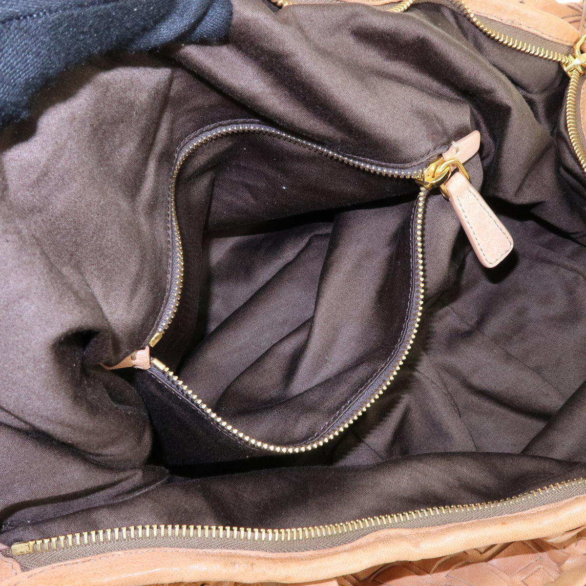 MIU MIU Leather Blaid Shoulder Bag Hand Bag Brown