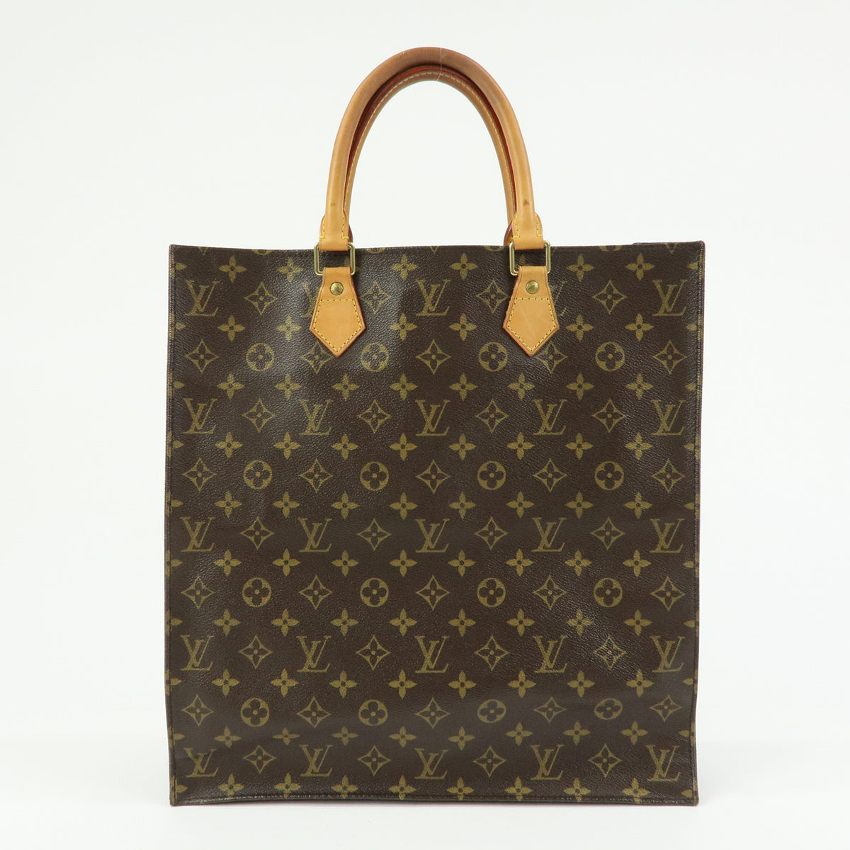 Louis Vuitton Monogram Sac Plat Tote Bag Hand Bag Brown M51140