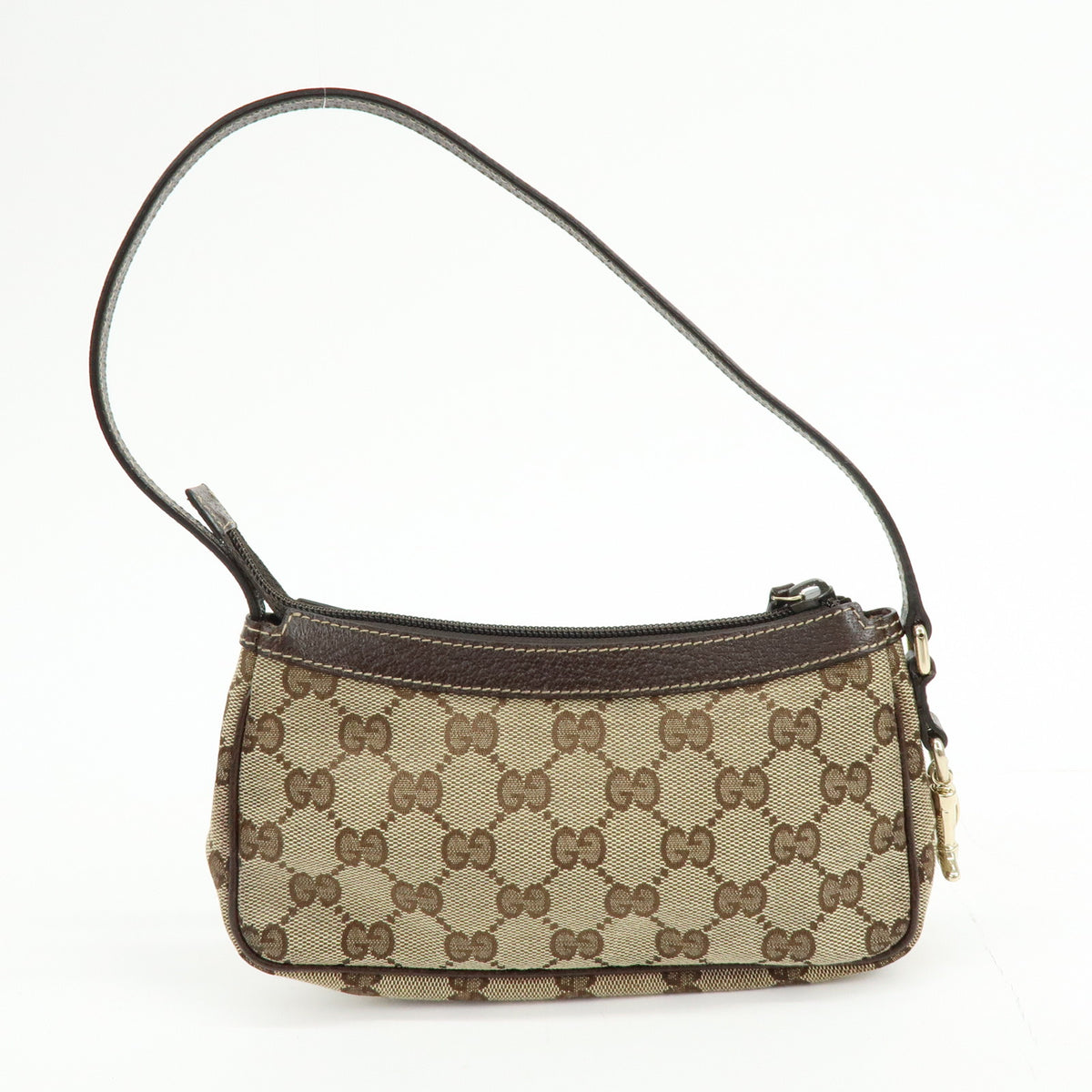 GUCCI GG Canvas Leather Hand Bag Pouch Shoulder Bag Brown Beige 154432