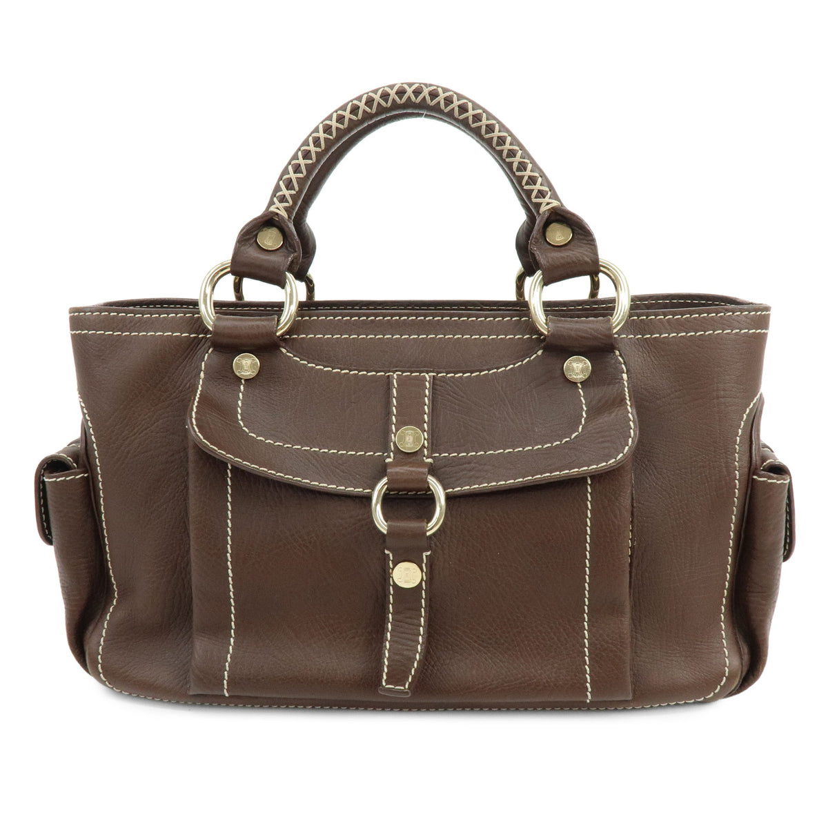 CELINE Boogie Bag Leather Hand Bag Brown
