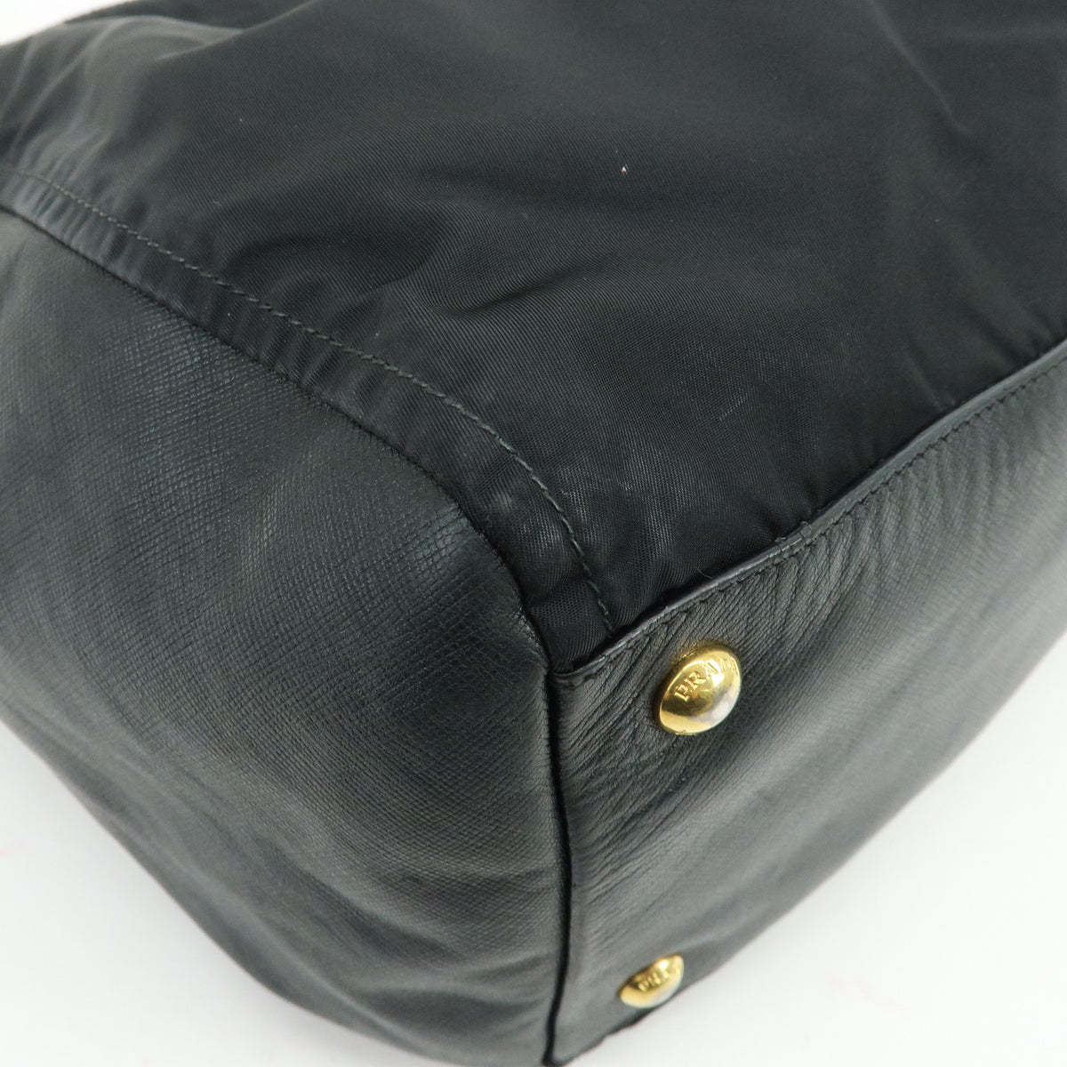 PRADA Nylon Saffiano Leather Shoulder Bag Hand Bag Black