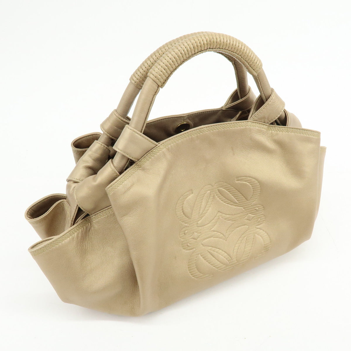 LOEWE Anagram Nappa Aire Leather Hand Bag Tote Bag Gold