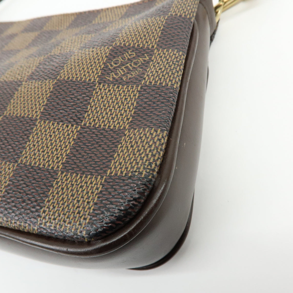 Louis Vuitton Damier Ebene Navona Leather Hand Bag Pouch Brown N51983
