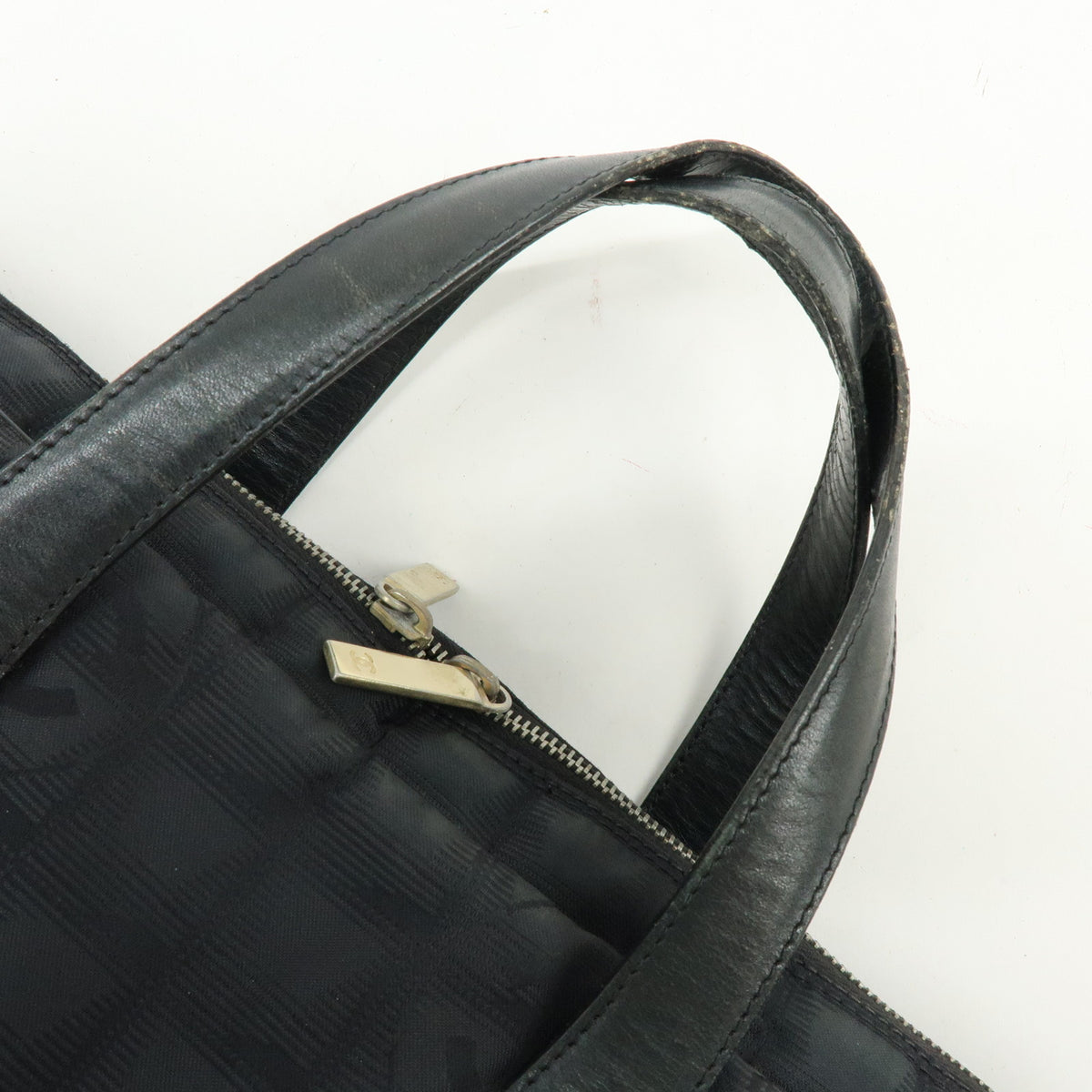 CHANEL New Travel Line Nylon Leather Briefcase Hand Bag Black A15974