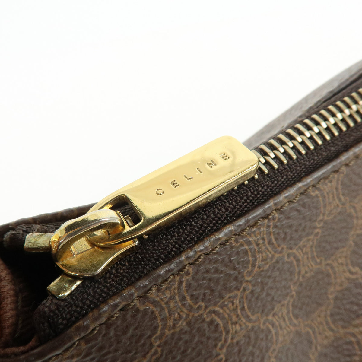 CELINE Macadam PVC Leather Hand Bag Shoulder Bag Brown
