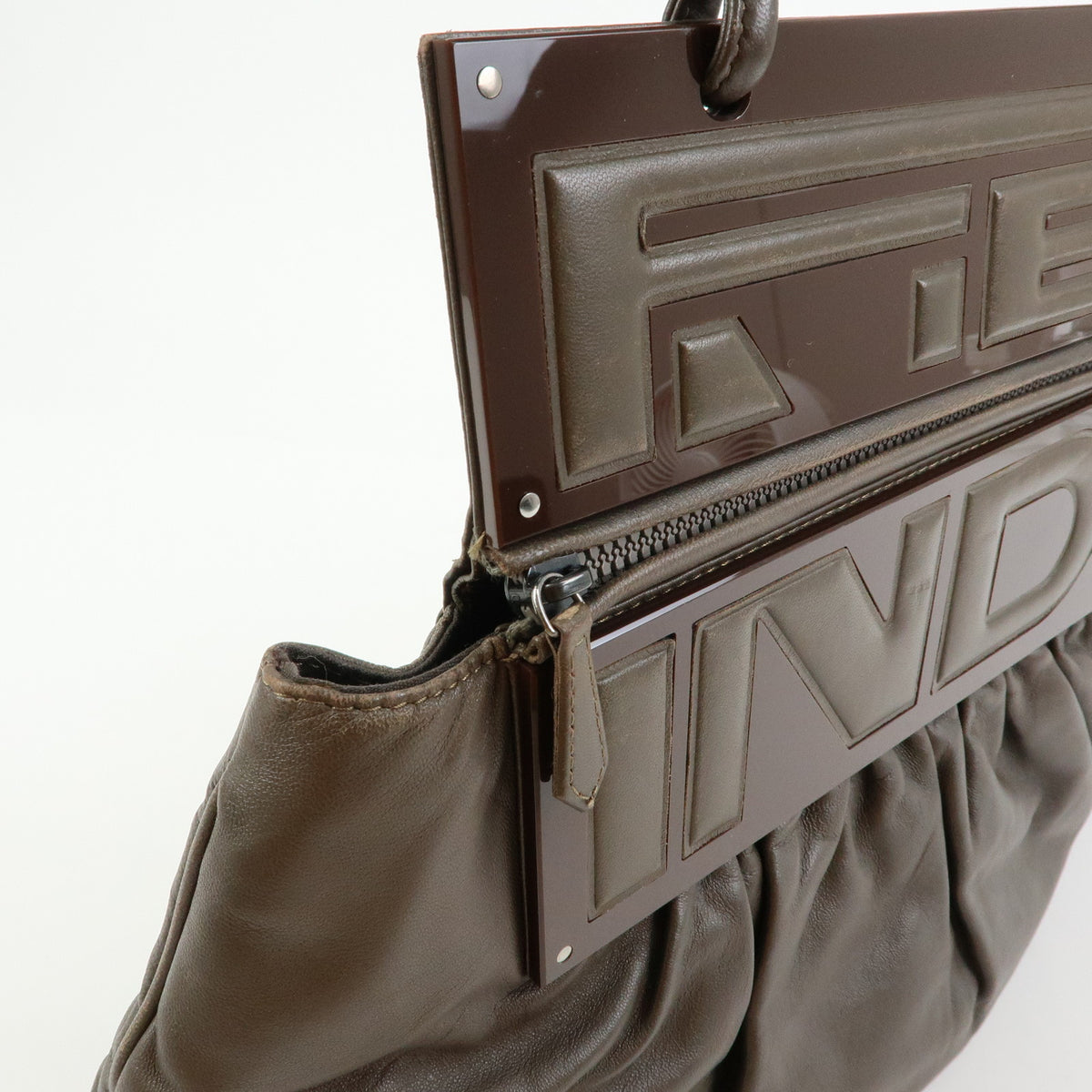 FENDI To You Leather Convertible 2Way Clutch Shoulder Bag 8BN179