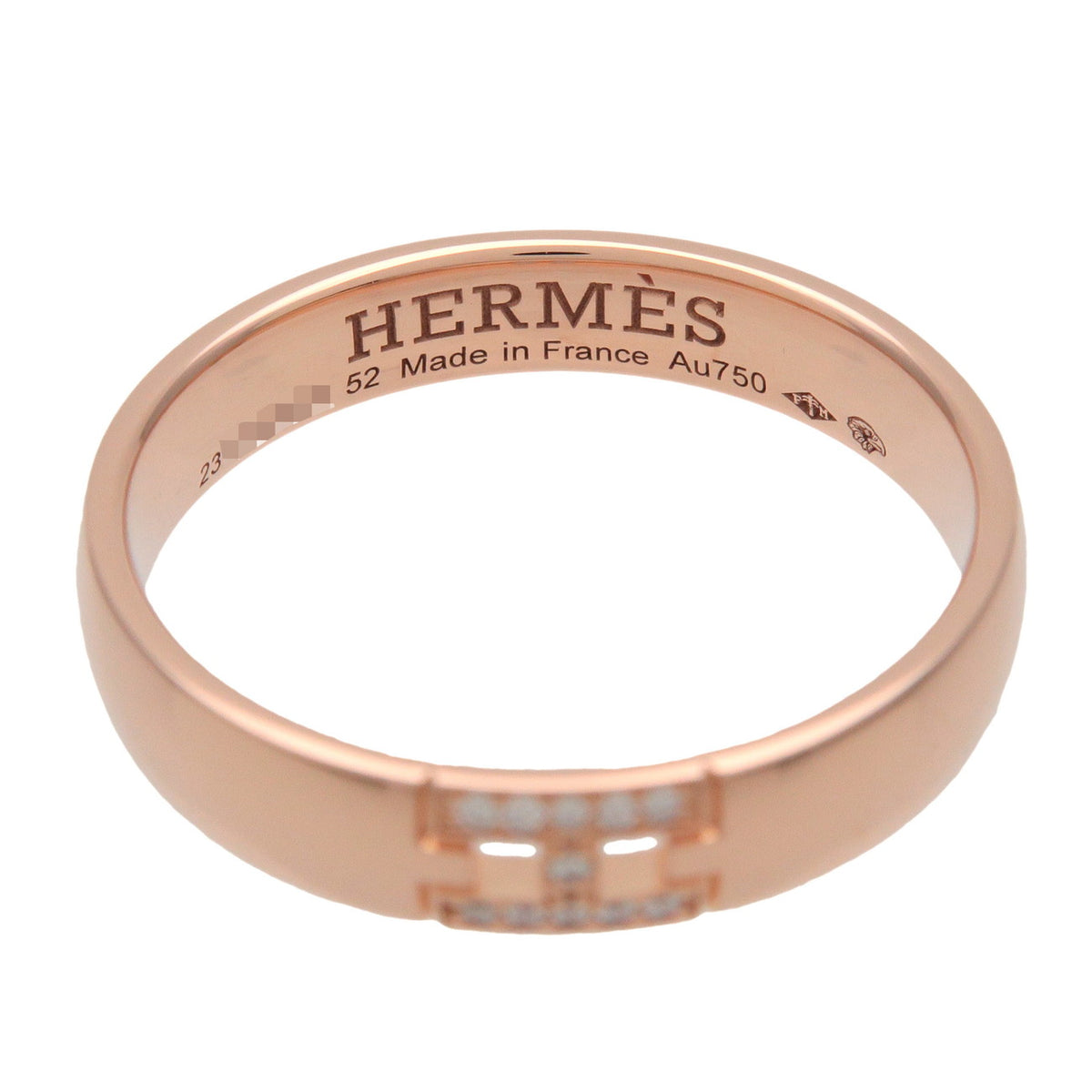HERMES Ever Hercules 11P Diamond Ring K18 750PG Rose Gold #52 US6.25