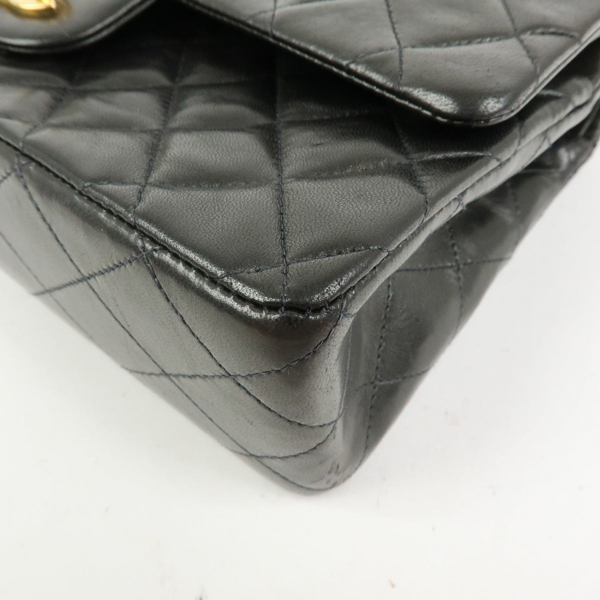 CHANEL Matelasse 25 Lamb Skin Double Flap Chain Shoulder Bag A01112