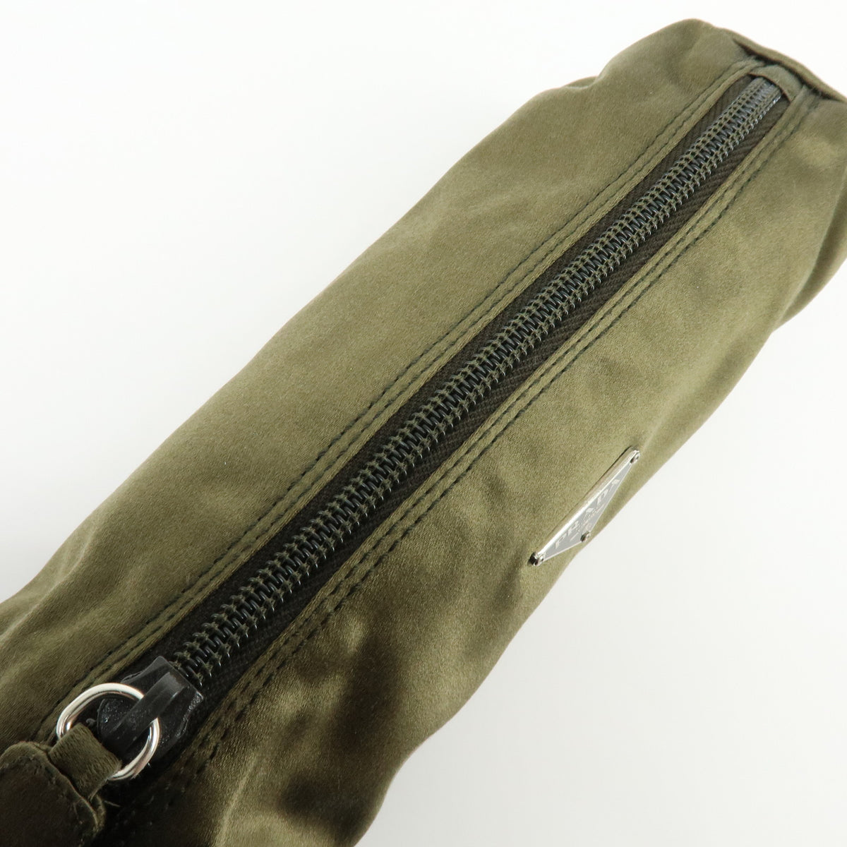 PRADA Triangle Logo Lot of 2 Nylon Pouch Cosmetic Case Black Khaki