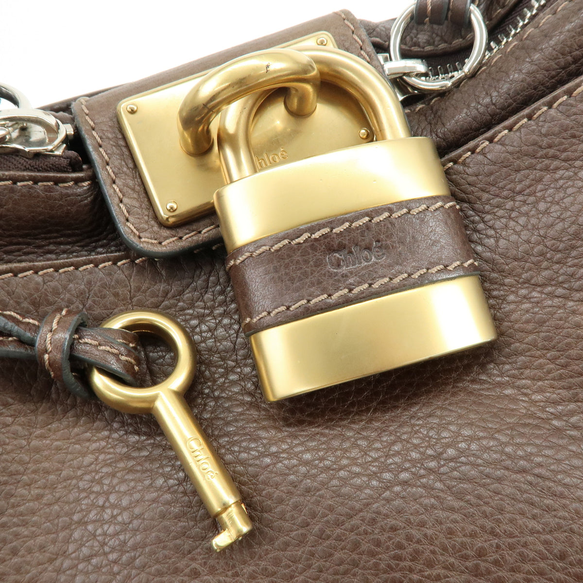 Chloe Paddington Leather Shoulder Bag Hand Bag Dark Brown