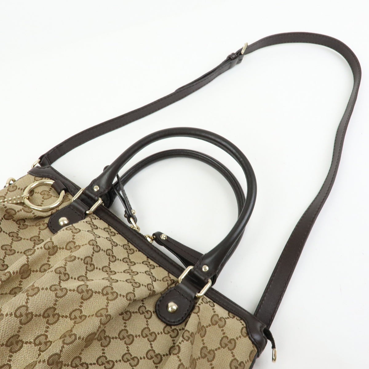 GUCCI Sukey Interlocking G GG Canvas Leather 2Way Shoulder Bag 247902