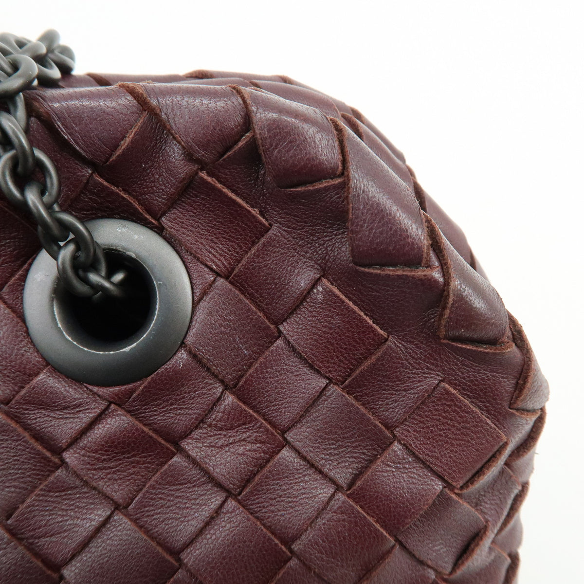 BOTTEGA VENETA intrecciato Leather Shoulder Bag Bordeaux Wine Red