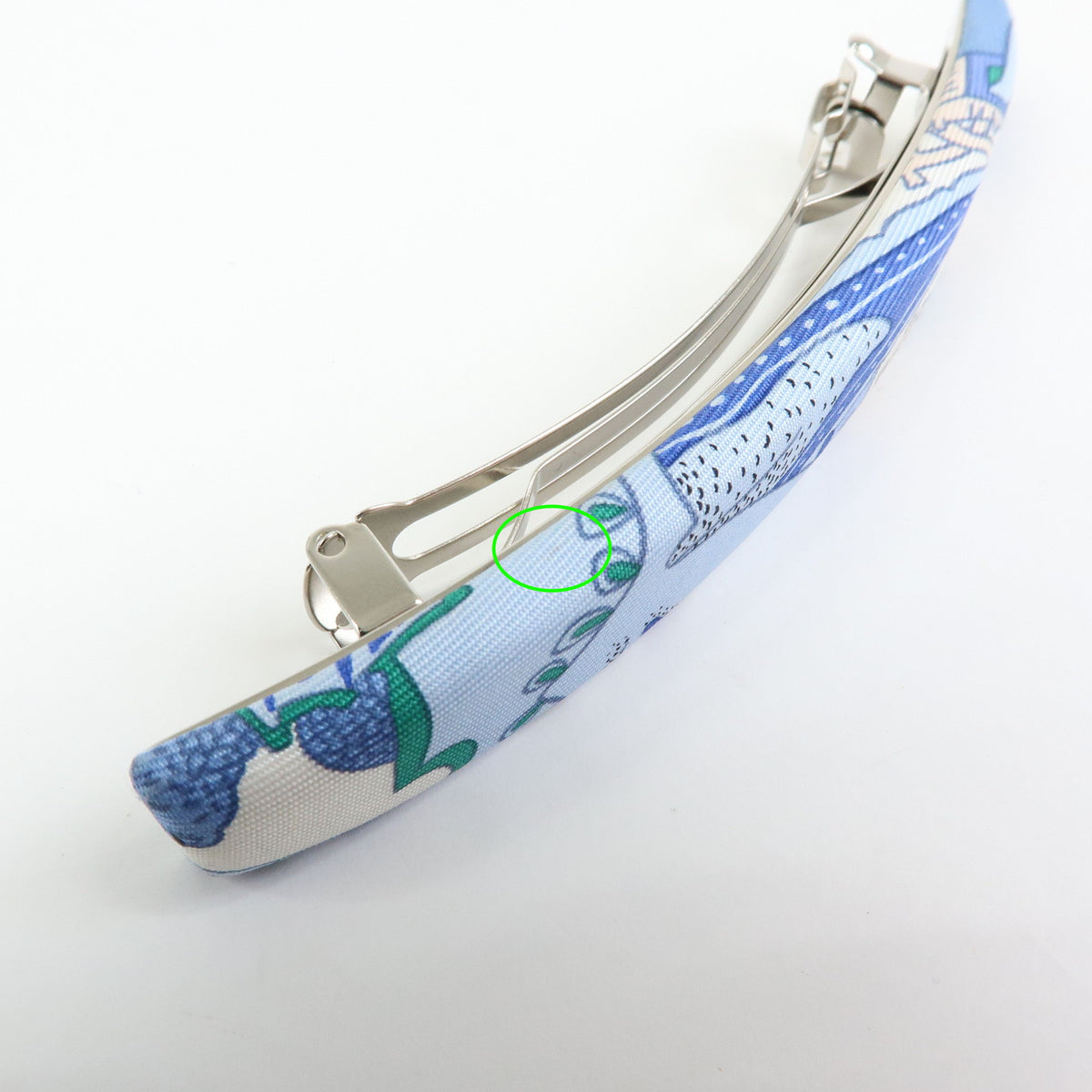 HERMES Eclipse GM Silk 100% Metal Hair Accessory Barrette Blue