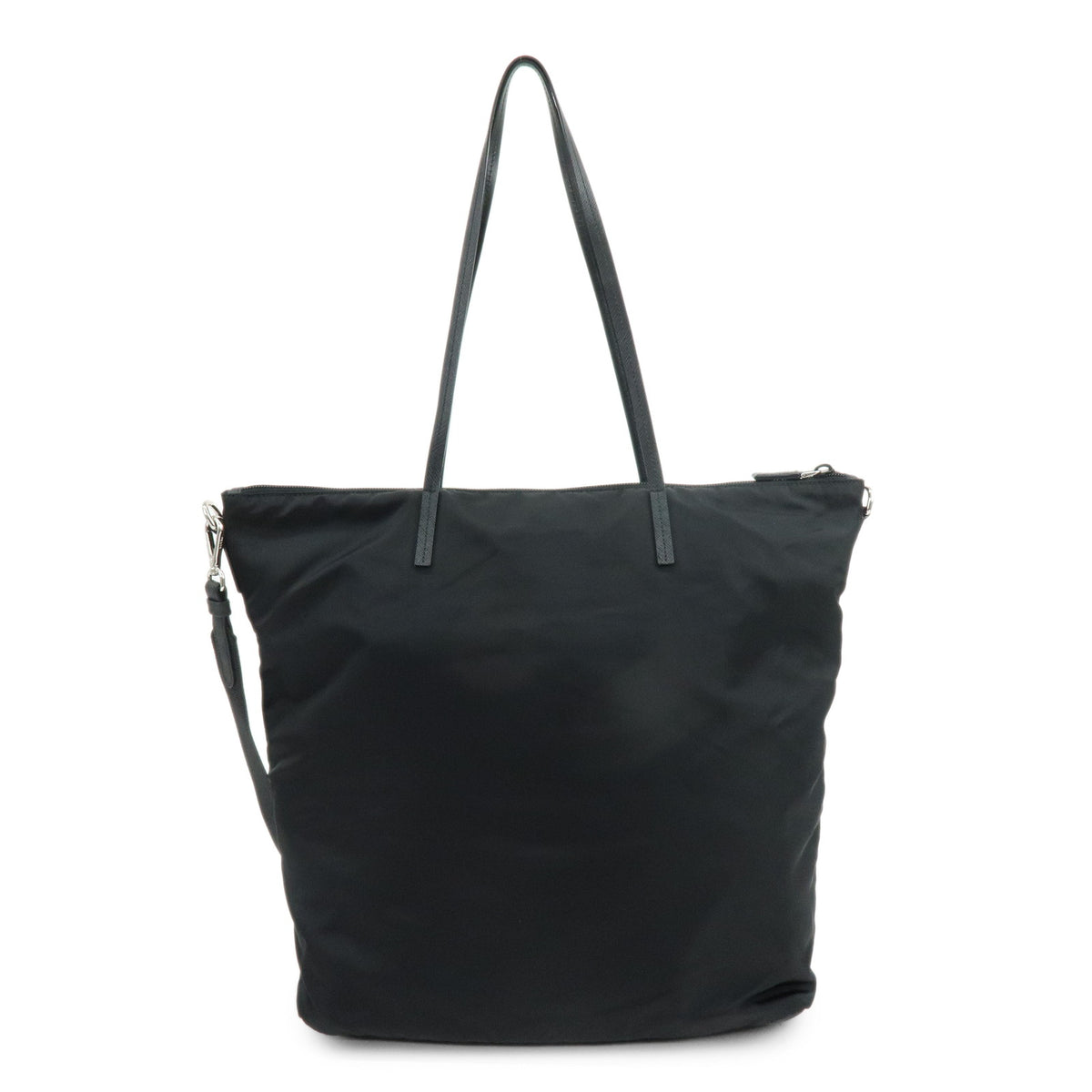 PRADA Triangle Logo Nylon Saffiano Leather 2Way Hand Bag Black 1BG189