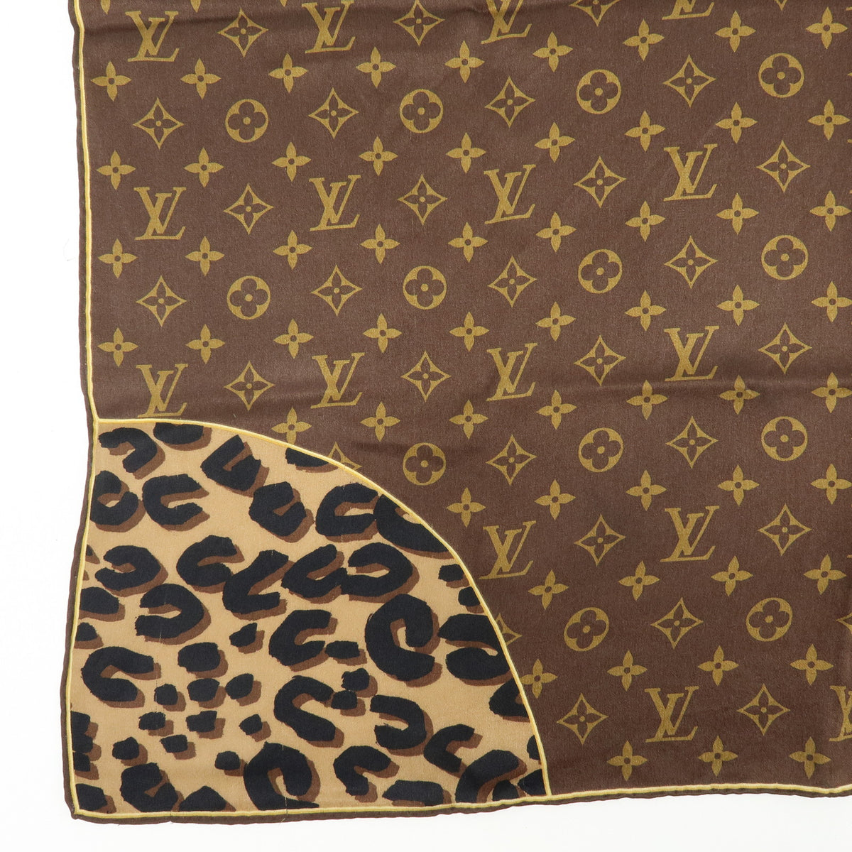 Louis Vuitton Monogram Lot of 2 Silk 100% Scarf Brown Navy