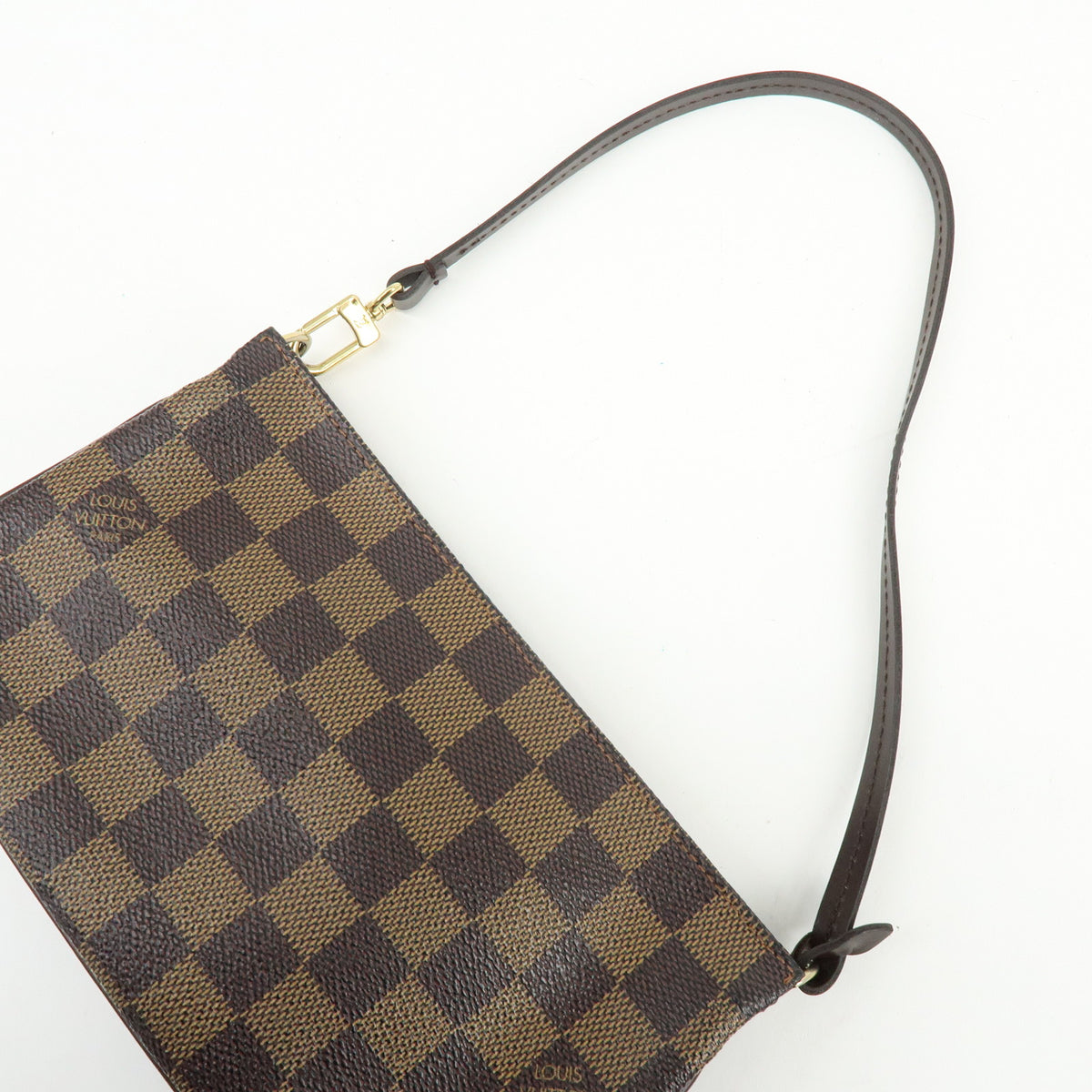 Louis Vuitton Damier Ebene Navona Leather Hand Bag Pouch Brown N51983
