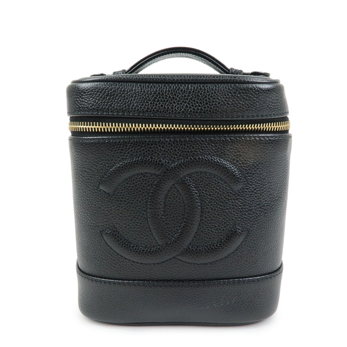 CHANEL COCO Mark Caviarskin Vanity Bag Hand Bag Black A01998