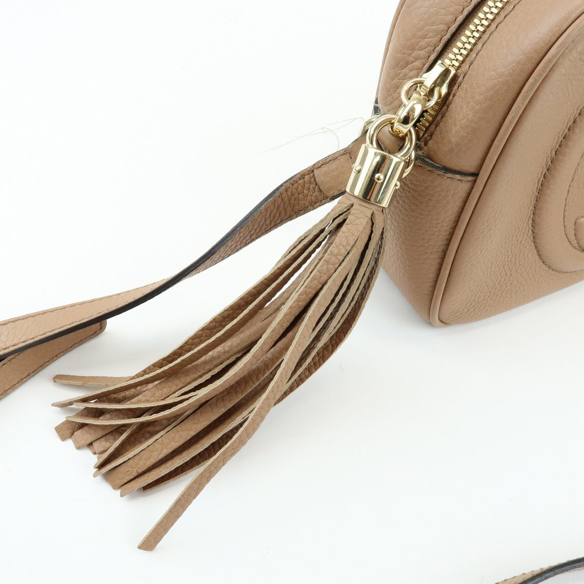 GUCCI SOHO Interlocking G Leather Shoulder Bag Pink Beige 308364
