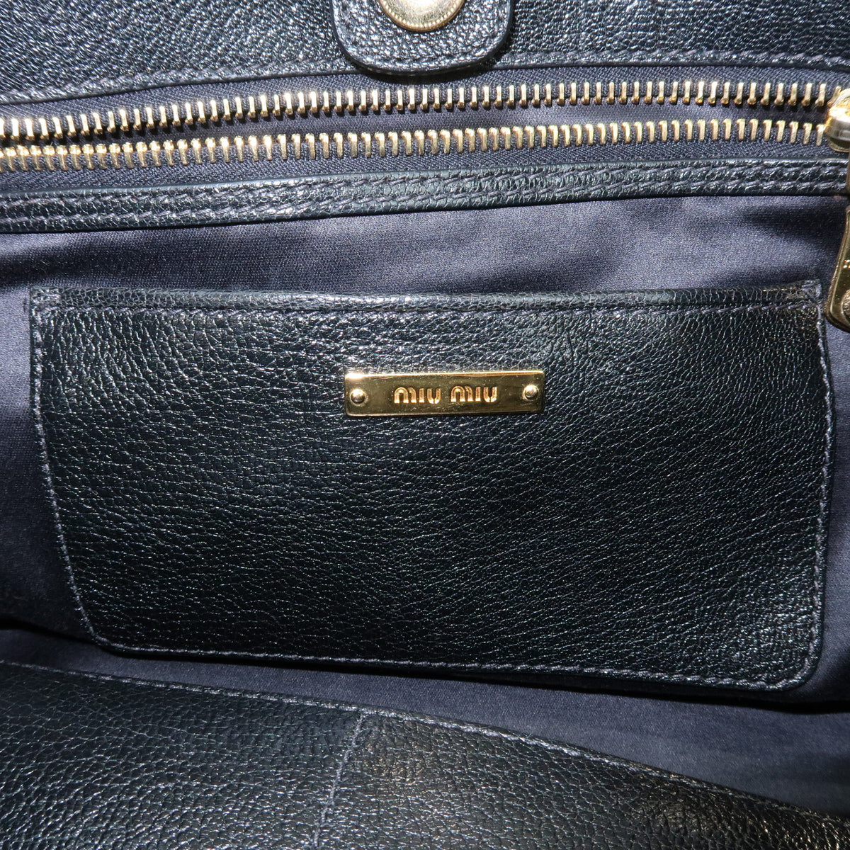 MIU MIU Madras Leather 2Way Shoulder Bag Hand Bag Black RN0886