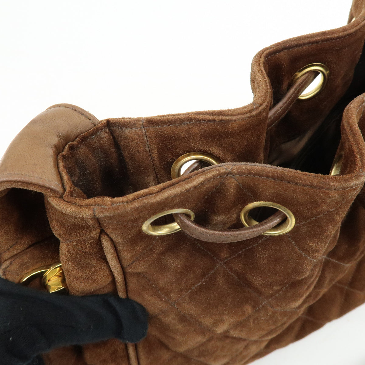 CHANEL Matelasse Suede Leather Shoulder Bag Crossbody Bag Brown