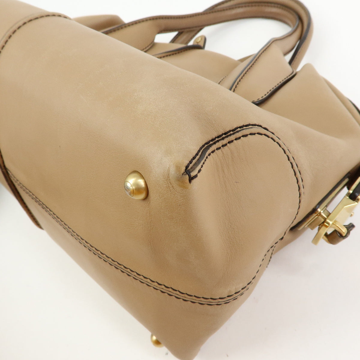 TOD'S  D Styling Leather 2Way Bag Hand Bag Shoulder Bag Beige