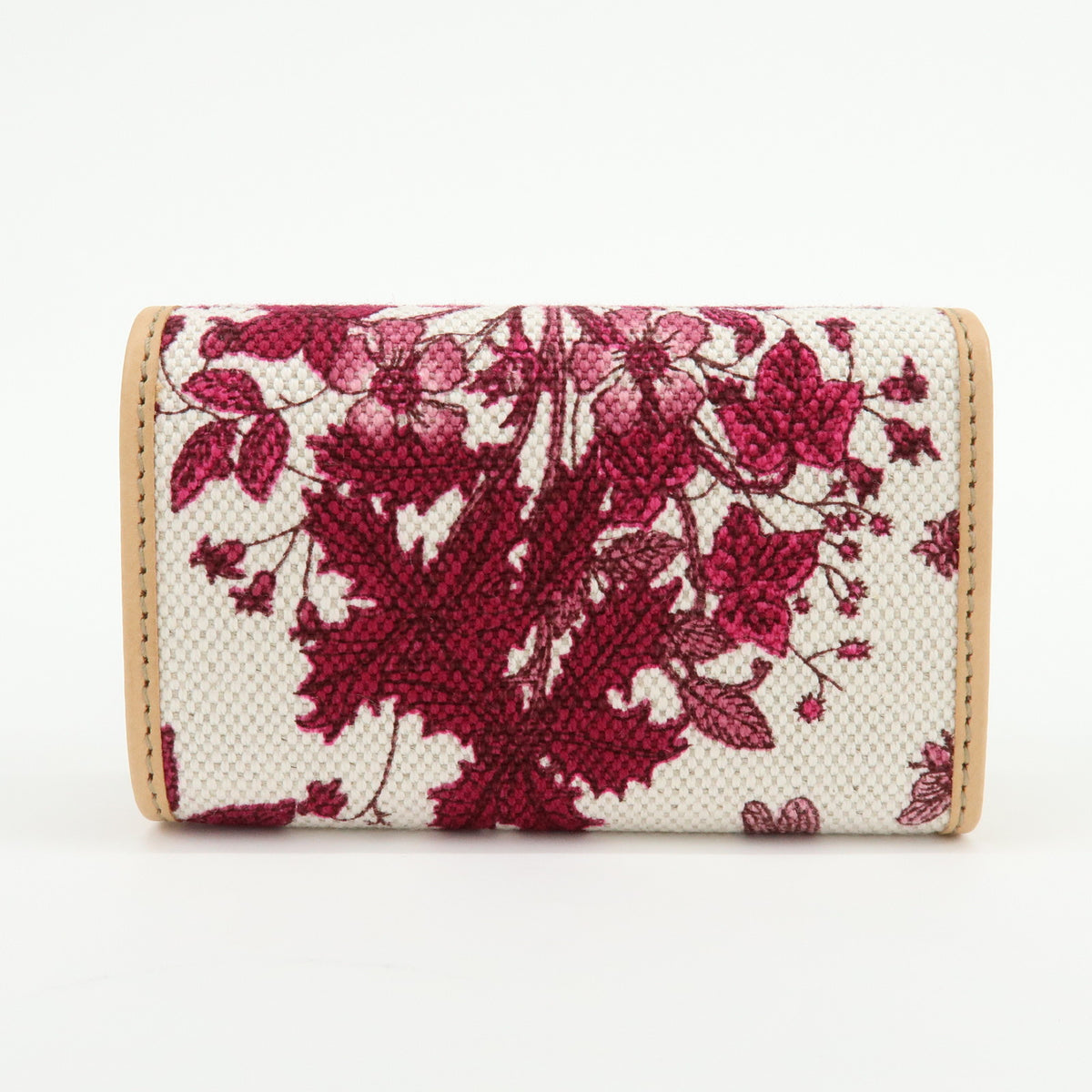 GUCCI Flora Canvas Leather 6 Ring Key Case Flower White Pink 127048