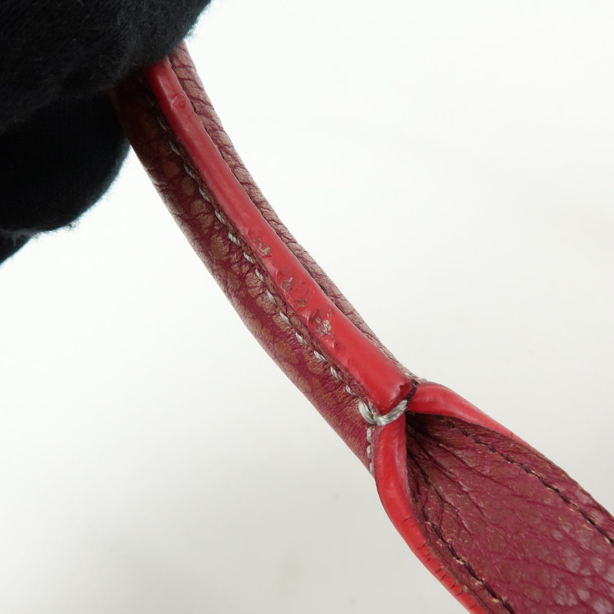 LOEWE Senda Leather Boston Bag Hand Bag Buckle Design Bordeaux