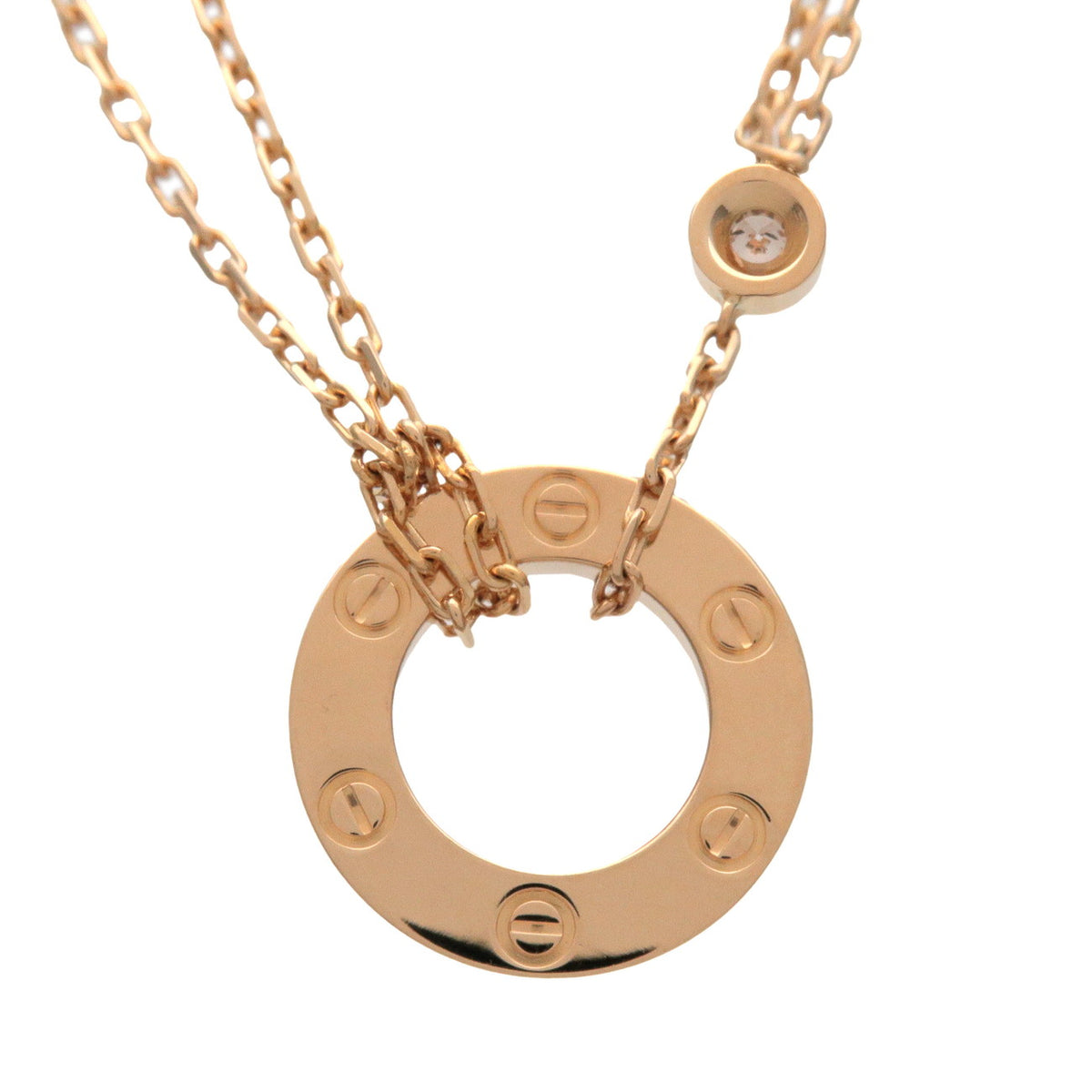Cartier Love Circle 2P Diamond Necklace K18 750YG Yellow Gold