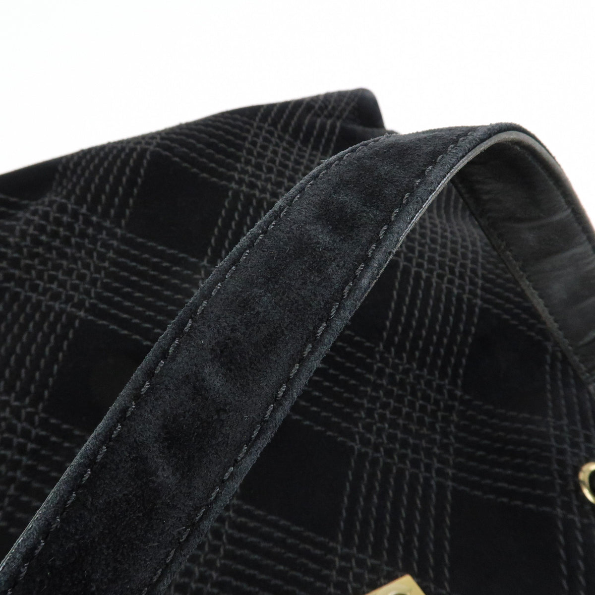 CHANEL COCO Mark Wild Stitch Suede Leather Shoulder Bag Tote Bag Black