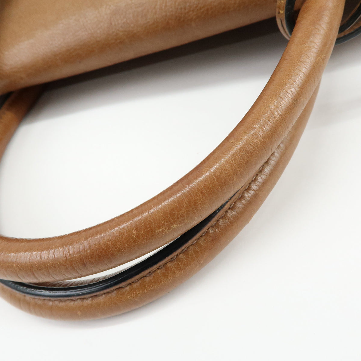 PRADA Triangle Logo Leather 2Way Bag Hand Bag Shoulder Bag Brown BN2661