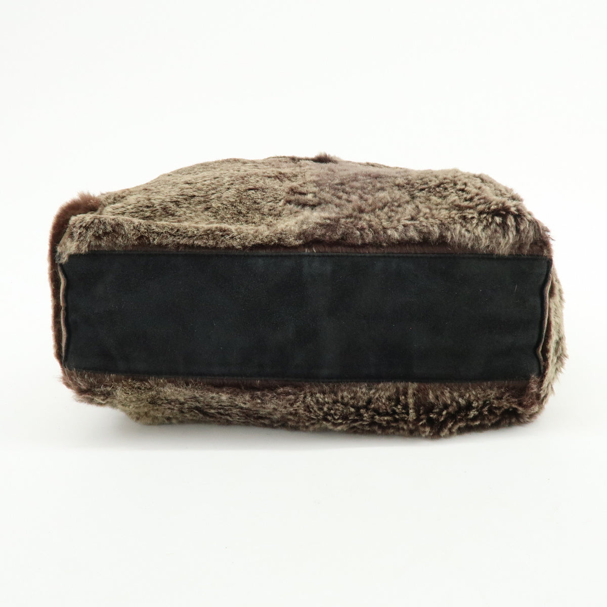CHANEL Lapin Rabbit Fur Suede Tote Bag Hand Bag Brown Beige