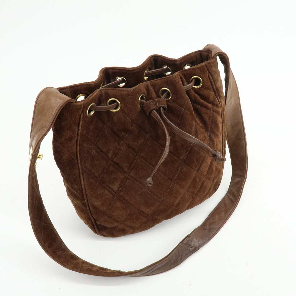 CHANEL Matelasse Suede Leather Shoulder Bag Crossbody Bag Brown