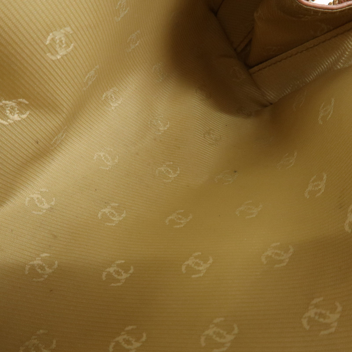 CHANEL COCO Button COCO Mark Leather Cosmetic Pouch Pink A20913