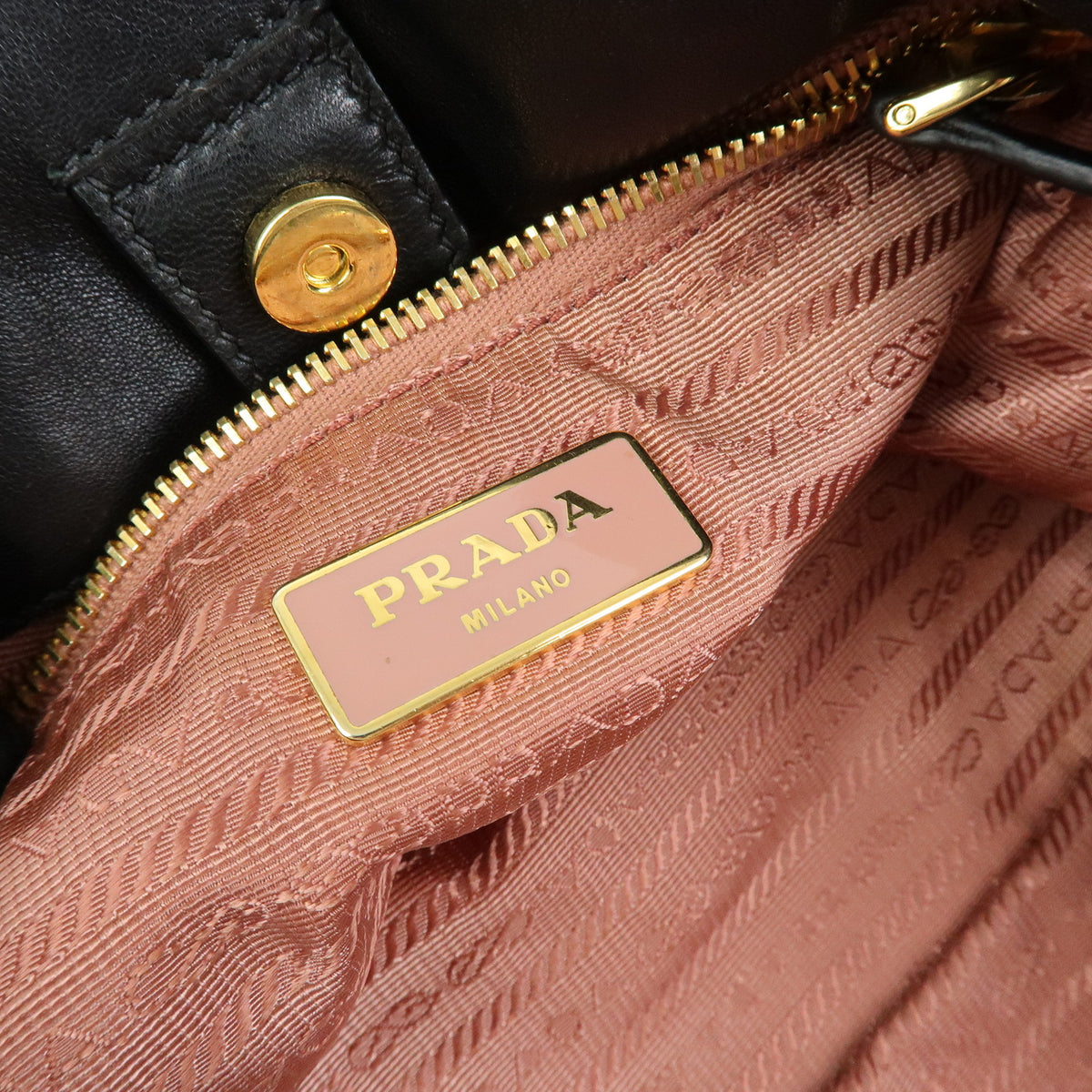 PRADA Nylon Leather Ribbon Hand Bag Tote Bag Black BN1601
