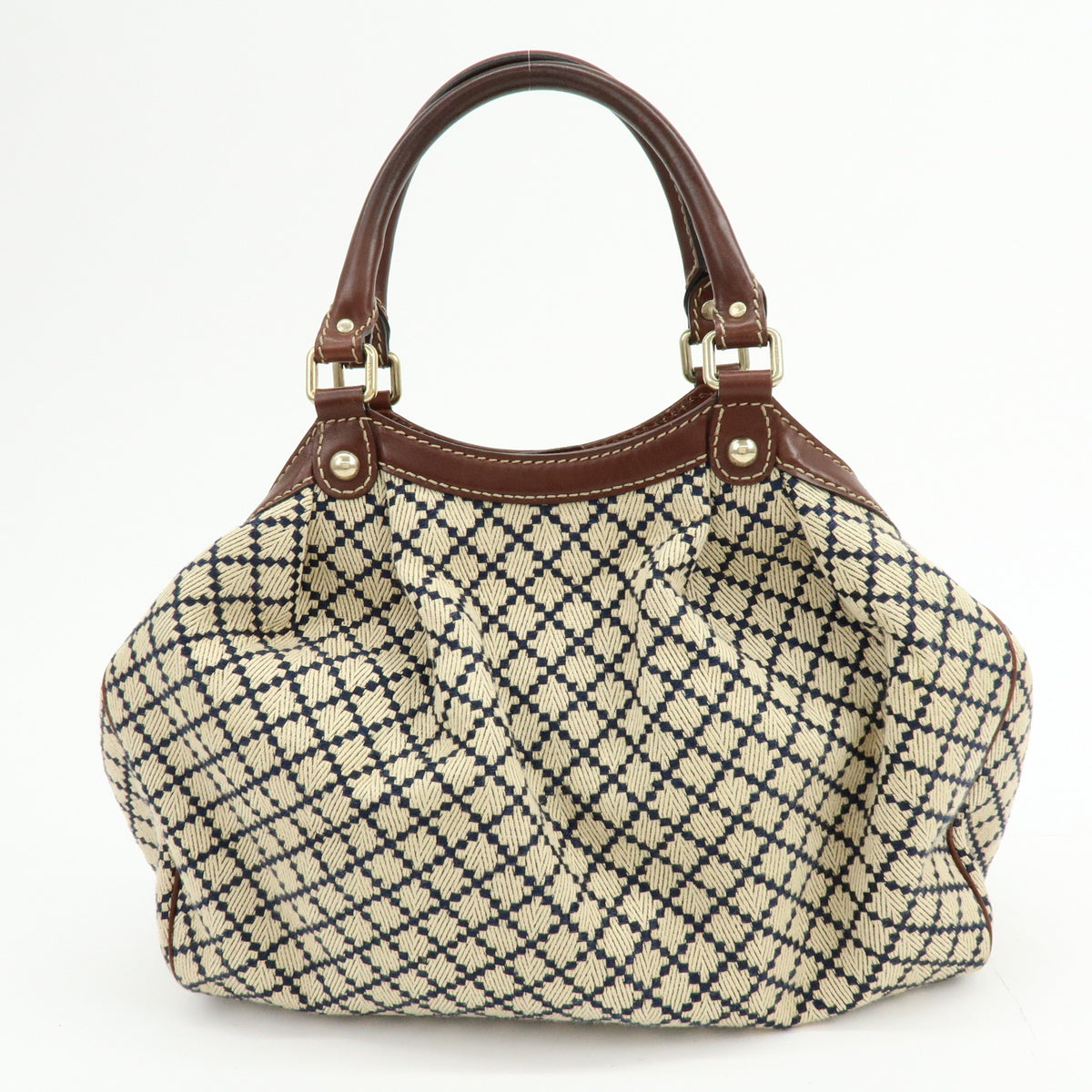 GUCCI Sukey Diamante Interlocking G GG Canvas Leather Hand Bag 211944