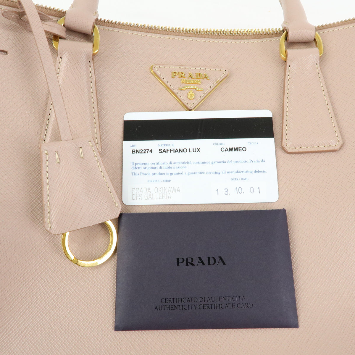 PRADA Triagnle Logo Galleria Saffiano Leather 2WAY Hand Bag Pink BN2274