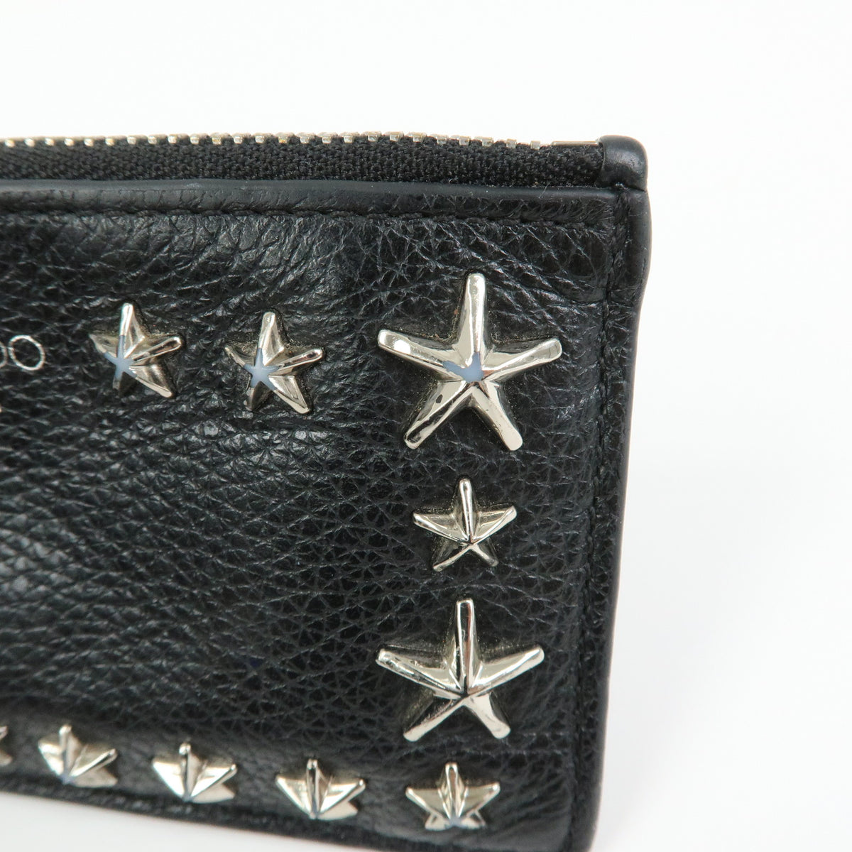 JIMMY CHOO Star Studs Leather Coin Case Card Case Black