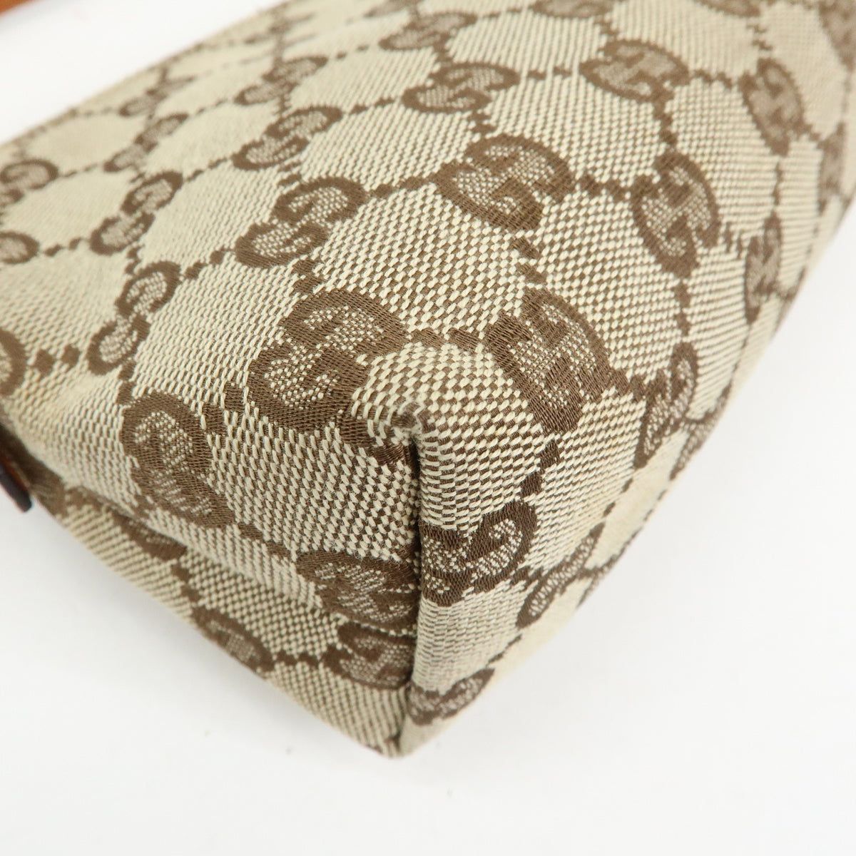 GUCCI GG Canvas Leather Accessory Pouch Hand Bag Brown 103399