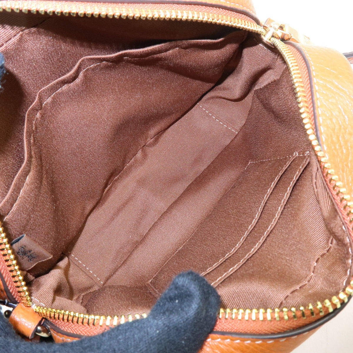 COACH Logo Leather Shoulder Bag Crossbody Bag Camel Brown