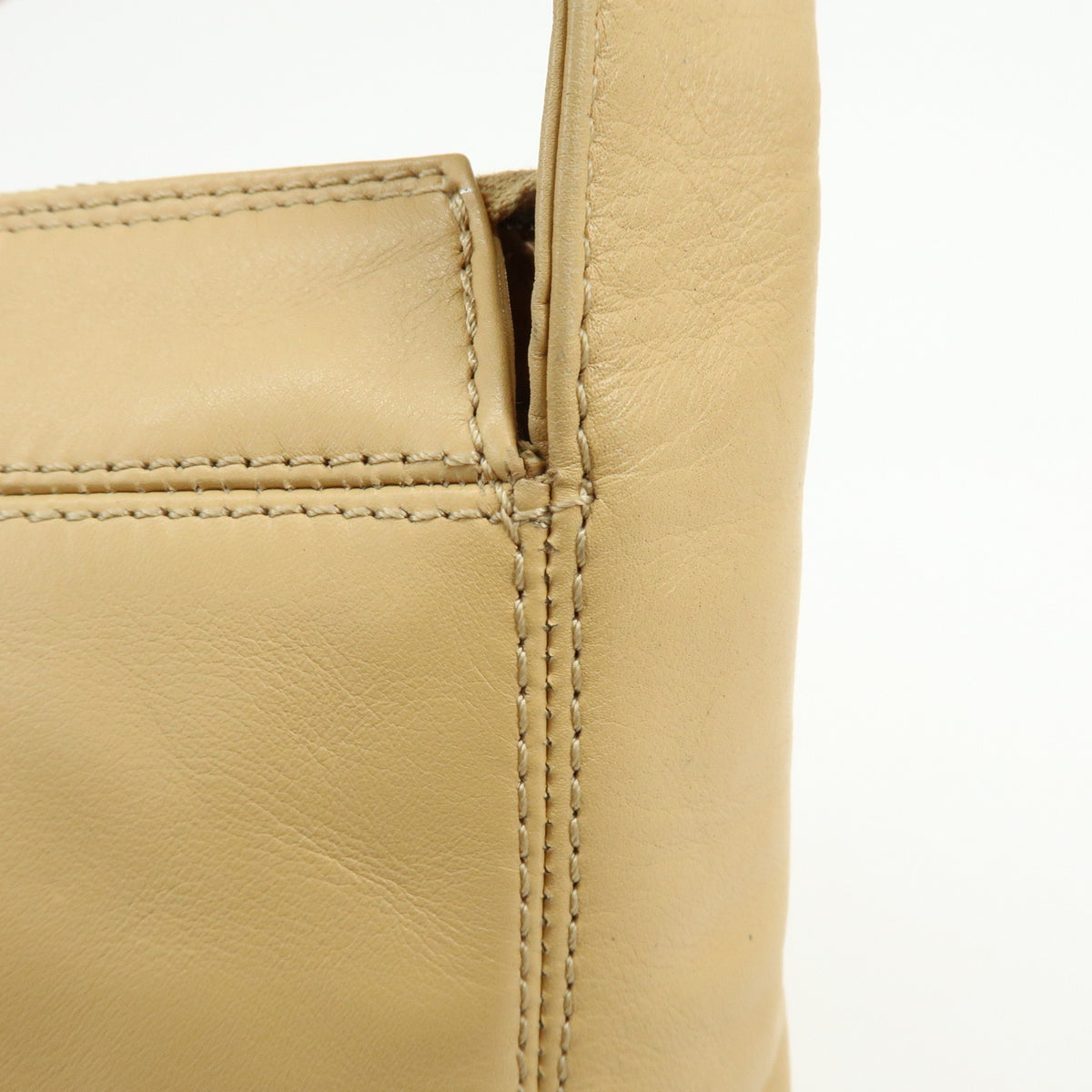 CHANEL COCO Mark Lamb Skin Shoulder Bag Hand Bag Beige