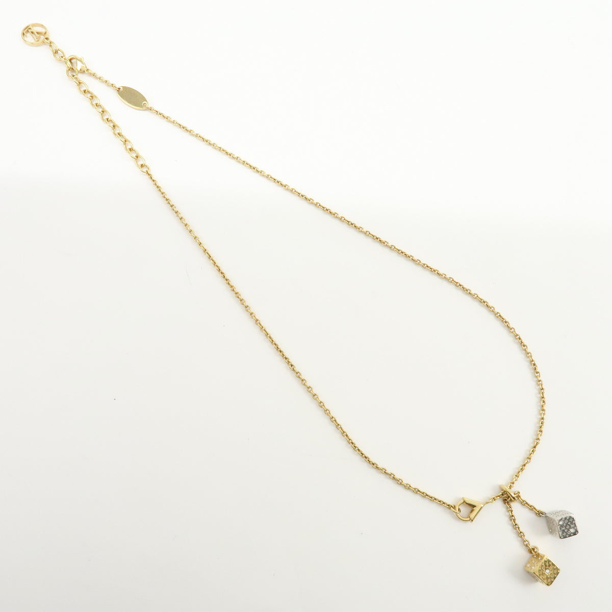 Louis Vuitton Luckygram Gold Plated Rhinestone Necklace Gold M62804