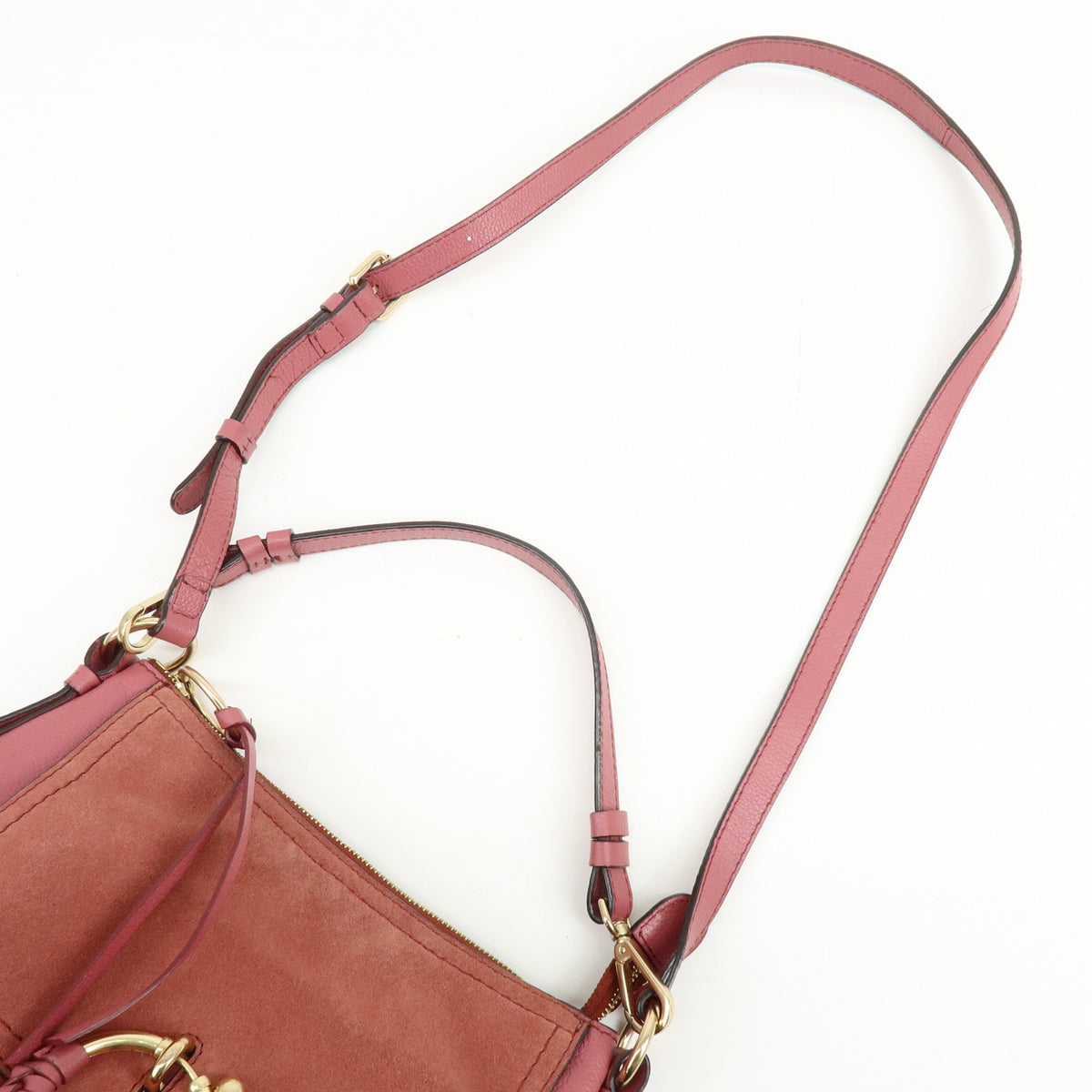 Chloe See by Chloe Joan Leather Suede Small 2Way Bag Crossbody Bag Pink