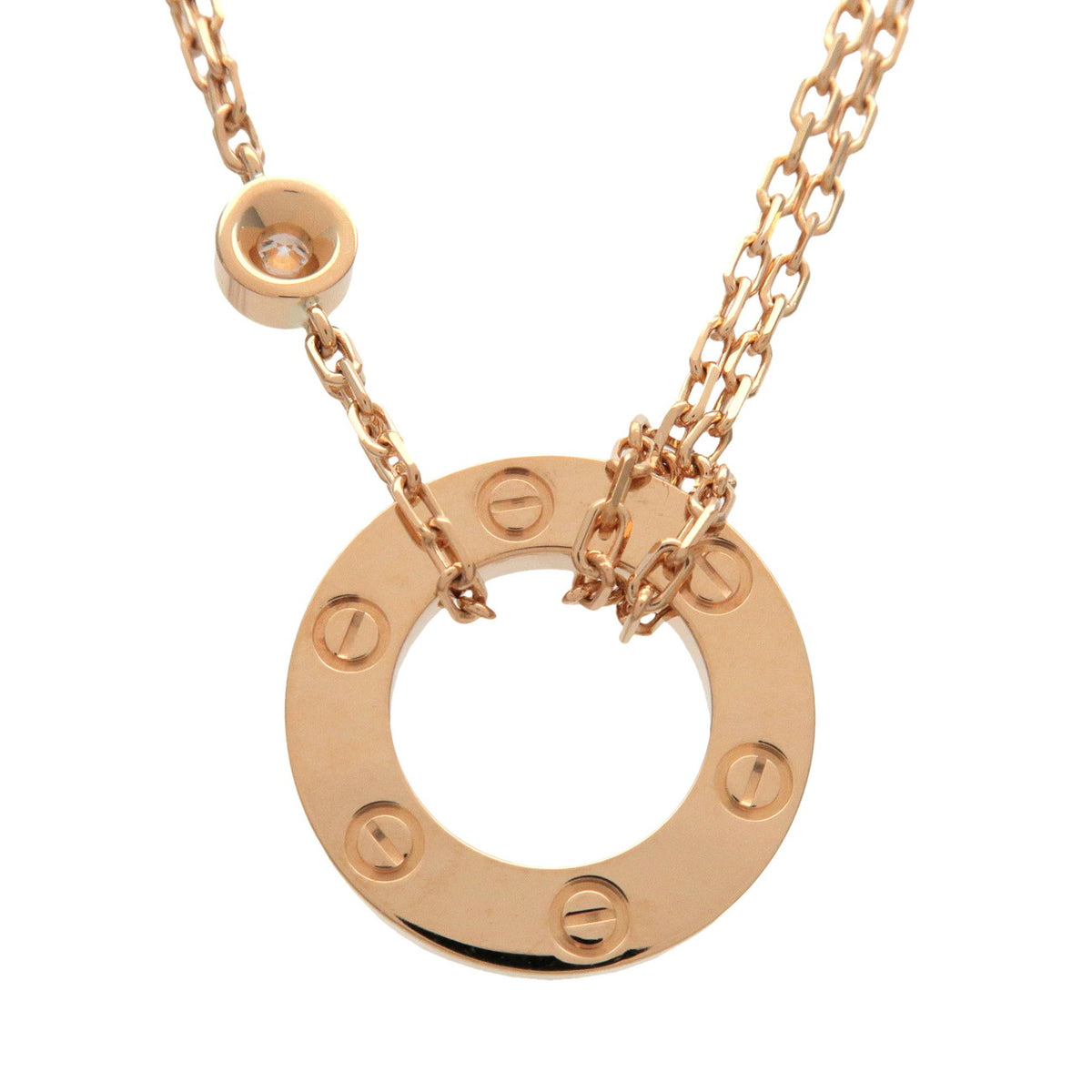 Cartier Love Circle 2P Diamond Necklace K18 750YG Yellow Gold