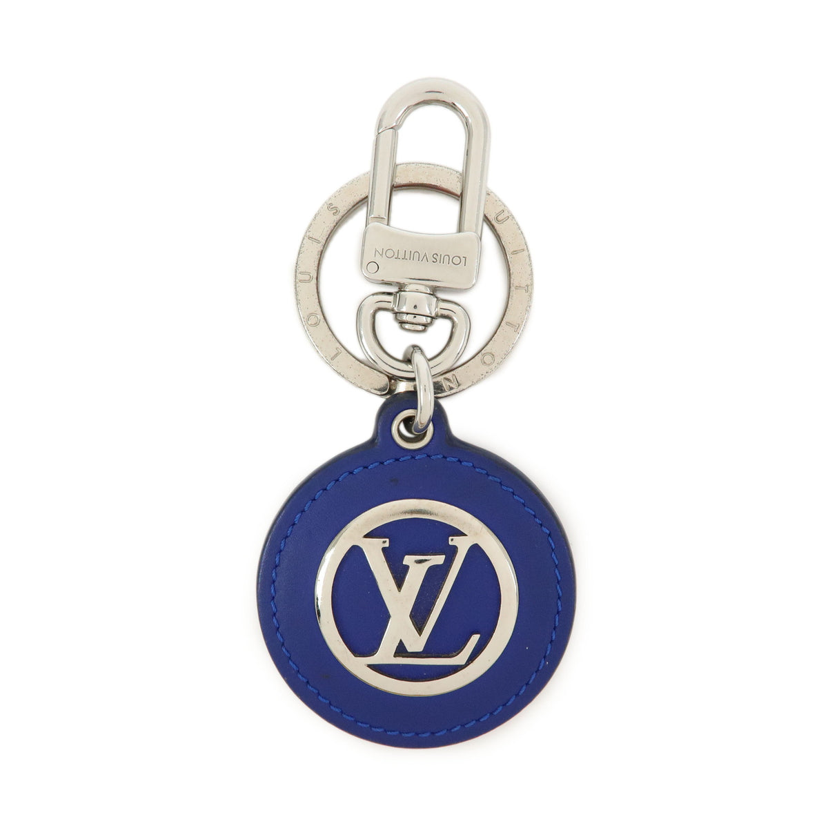 Louis Vuitton Porte Cles Padded Circle Leather Key Chain Blue M00744