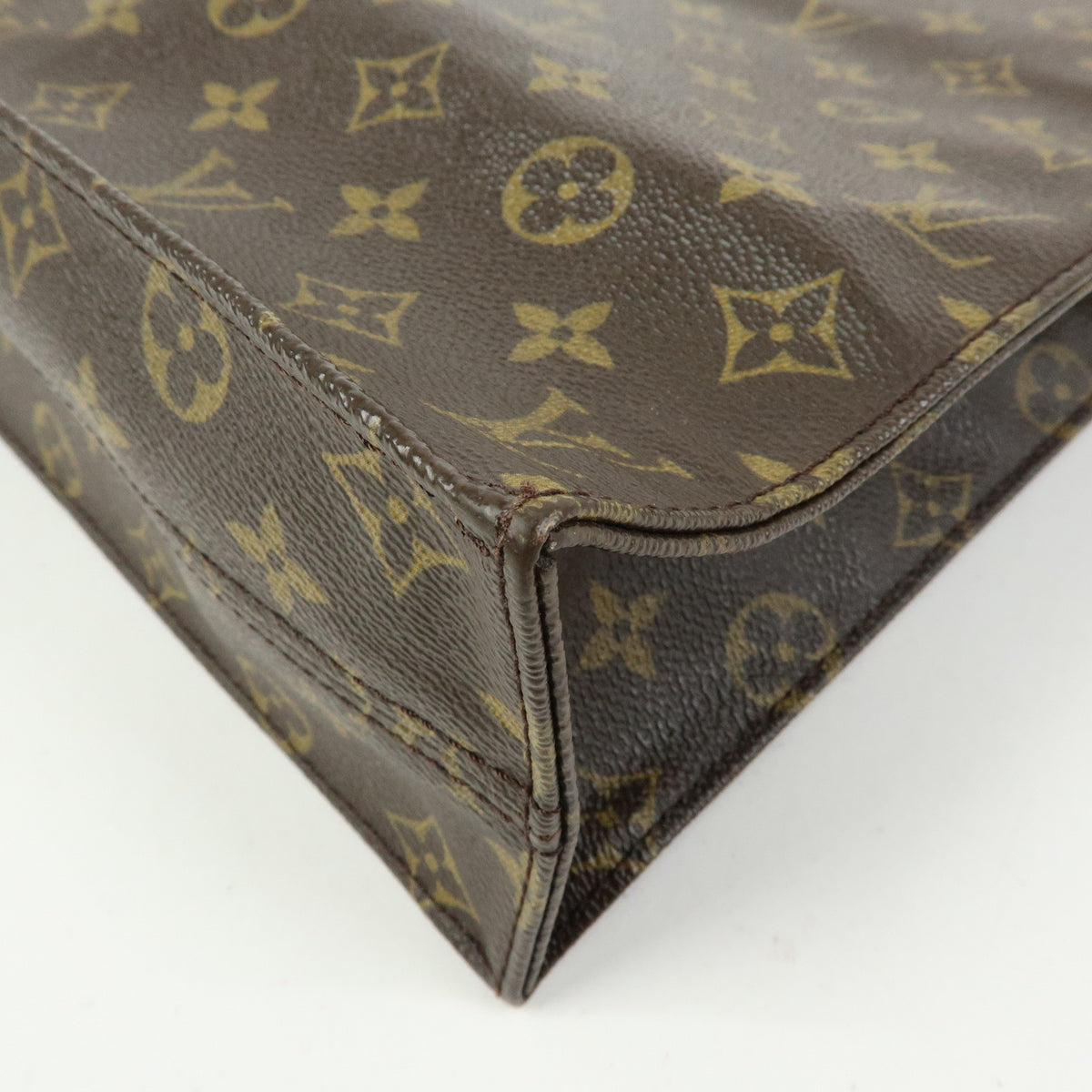 Louis Vuitton Monogram Sac Plat Tote Bag Hand Bag Brown M51140