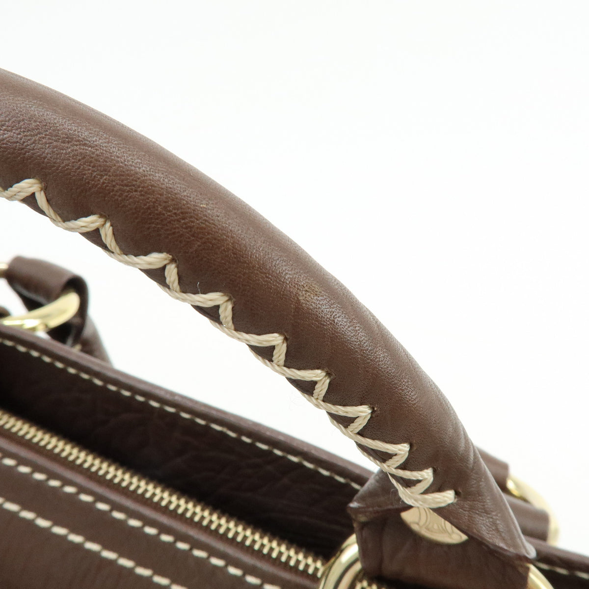 CELINE Triomphe Boogie Bag Leather Hand Bag Tote Bag Brown Ivory