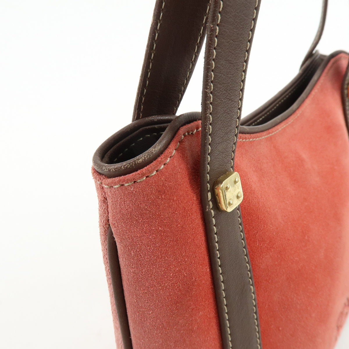 LOEWE Anagram Suede Leather Mini Hand Bag Tote Shoulder Bag Red