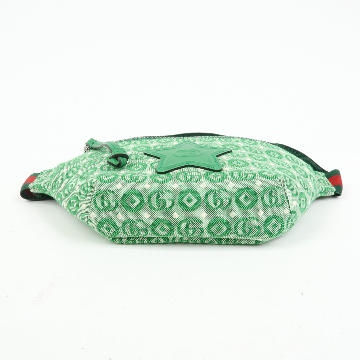 GUCCI Children's Canvas Leather Body Bag Waist Bag Green 502095